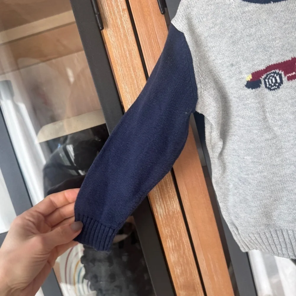Janie & Jack race car sweater knit navy toddler baby boy intarsia fast classic